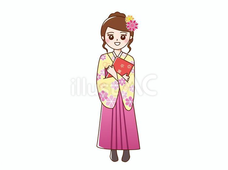 卒業式　袴　３ 卒業式,袴,卒業のイラスト素材