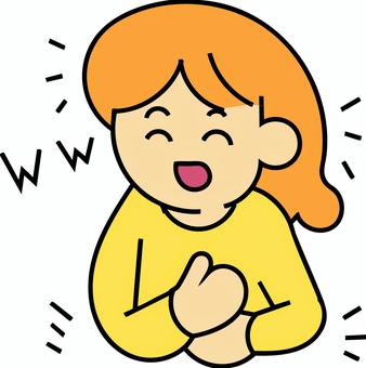 おなかに手を当てて笑っている女の子 爆笑,笑顔,リアクション,表情,感情表現,かわいい,女の子,人物,キャラのイラスト素材