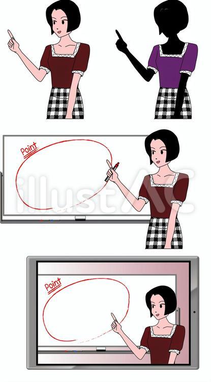 説明　解説　社員　講師　先生　女性 説明,解説,社員のイラスト素材