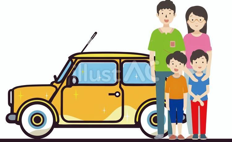 新車でファミリー旅行 新車,車,家族のイラスト素材