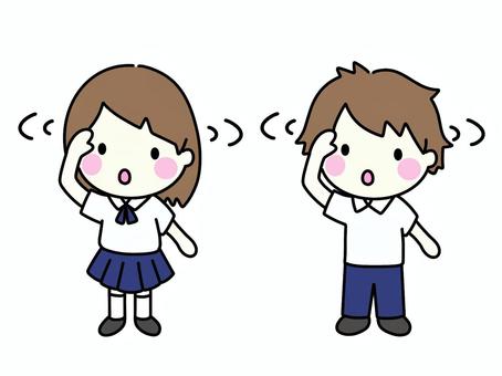 探す　学生 探す,探し物,探索,学生,制服,高校生,中学生,女の子,男の子,少年のイラスト素材