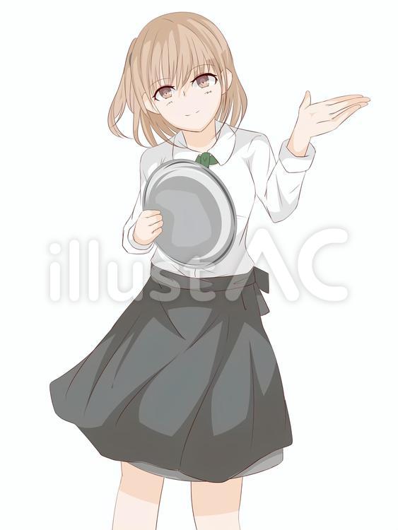 カフェ店員　女の子 人物,女性,女の子のイラスト素材