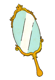 手描きの手鏡 鏡,オシャレ,手描き,可愛い,シンプルのイラスト素材