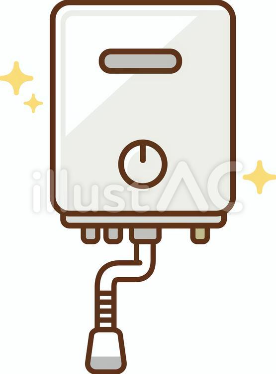 新品の瞬間湯沸器 ガス湯沸かし器 給湯器,新品,きらきらのイラスト素材