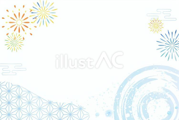 夏祭りや暑中見舞いに使える和風フレーム 夏,祭り,水彩風のイラスト素材