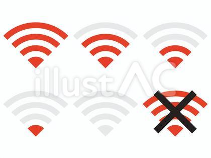 フラットなWi-Fiアイコンセット:赤