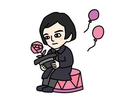 中原中也とサーカス 中原中也,似顔絵,肖像画,ゆるい,かわいい,手描き,デフォルメ,歴史,人物,上半身のイラスト素材