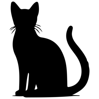 Illustration, cat, silhouette, black, 