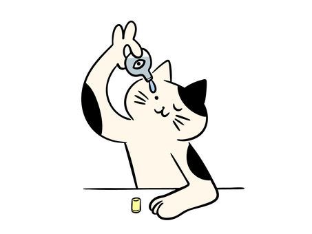 目薬を指す猫（カラー） 猫,目薬,かゆみ,痛み,疲れ目,かすみ目,点眼,点眼薬,リフレッシュ,暮らしのイラスト素材