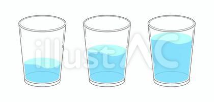 量の違う水の入ったコップ