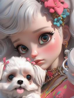 girl with dog, , JPG