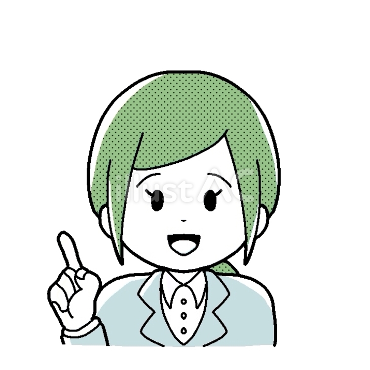 白衣の女性　正面2 指差し 人物,表情,かわいいのイラスト素材
