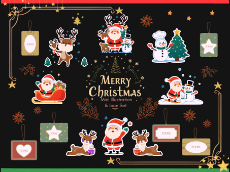 クリスマスミニイラストセット ci006 クリスマス,christmas,フレーム,枠,吹き出し,speechbubble,サンタクロース,見出し,illustration,イラストのイラスト素材