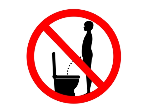 洋式トイレの立ち小便禁止 トイレ,洋式,立ち小便,禁止,人,人物,男性,小便,立ちション,放尿のイラスト素材