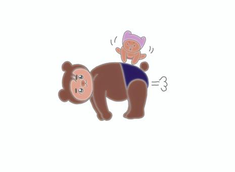 跳び箱の練習をする子グマ 跳び箱の練習をする子グマ 着ぐるみ,子グマ,青ぱんつ,飛ぶ,赤ぱんつのイラスト素材