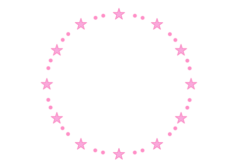 星とドットの丸フレーム（ピンク） フレーム,枠,飾り枠,星,光,キラキラ,天体,七夕,クリスマス,ドットのイラスト素材