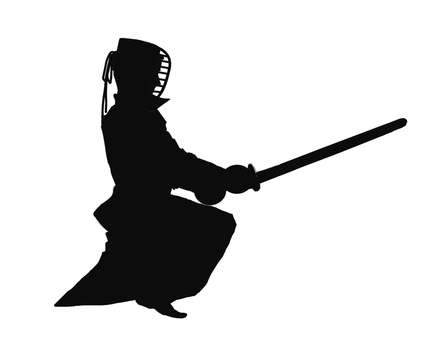 剣道１３(シルエット) 剣道,剣士,剣道男子,竹刀,小手,面,イラスト,手描き,kendo,不動心のイラスト素材