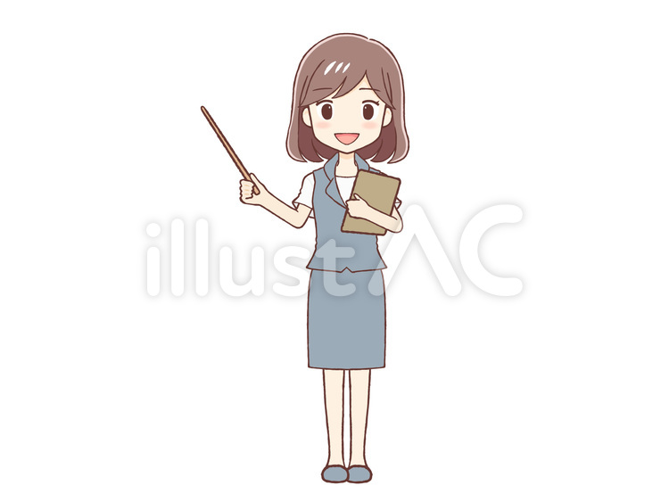 差し棒をもって説明する制服女性 差し棒,説明,女性のイラスト素材