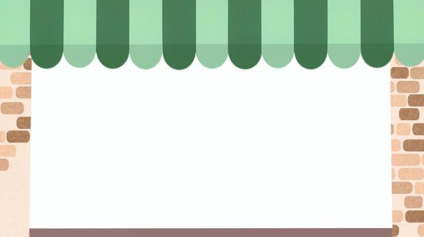 お店屋さん　緑屋根　フレーム カフェ,背景,フレーム,屋根,レンガ,レストラン,チラシ,ビジネス,見出し,枠のイラスト素材