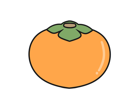 柿のイラスト 食べ物,果物,柿,皮,ヘタ,秋のイラスト素材