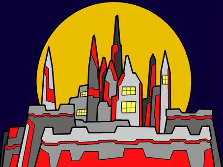 Illustration, the ancient city, month, full moon, 