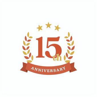 15周年記念のアニバーサリーアイコン 赤 15周年,15th,15歳,アニバーサリー,周年記念,生誕祭,お祝い,ベクター,アイコン,あしらいのイラスト素材