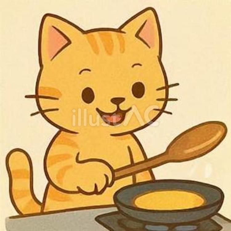 料理をする猫 猫,料理,かわいいのイラスト素材