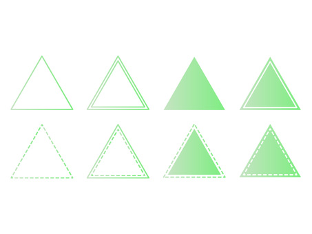 緑のグラデーション三角形のフレームセット フレーム,三角形,飾り枠,幾何学模様,背景,ロゴ,タイトル,あしらい,コピースペース,装飾のイラスト素材