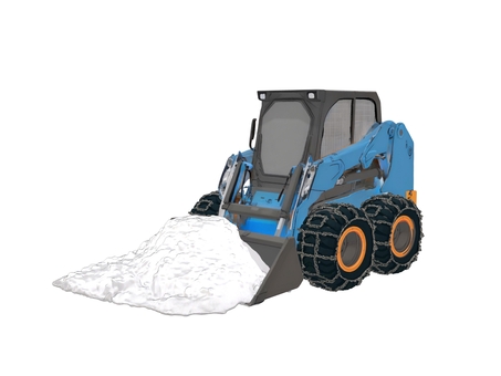 冬の道路除雪の建機スキッドステアローダー スキッドステアローダー,除雪車,建設業,土木,建築,工事,建設,安全,現場のイラスト素材