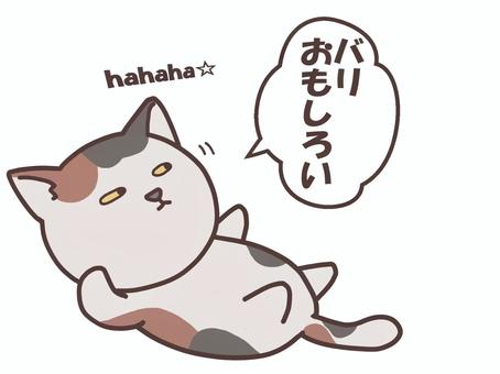 おもしろいと言ってくれる猫 おもしろいと言ってくれる猫 猫,ゆるカワ,ジト目,セリフ,フキダシ,しっぽ,寝転び,ゴロゴロ,ふてぶてしい,スラングのイラスト素材