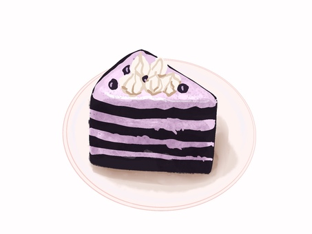 ブルーベリーケーキ ブルーベリーケーキ,ケーキ,スイーツ,おやつ,手描きのイラスト素材