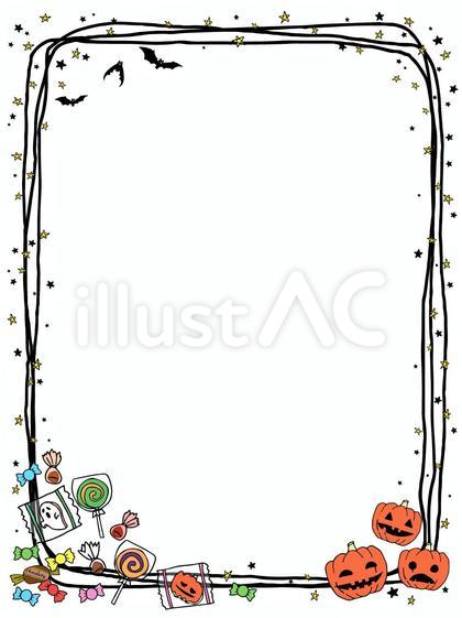 ハロウィンのフレーム②縦_白背景
