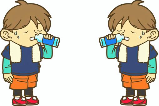 ランニング後の水分補給をする男性 トレーニング,水分補給,飲む,ドリンク,ウォーミングアップ,運動,男の子,可愛い,かわいい,ベクターのイラスト素材