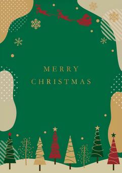 クリスマス背景4205 クリスマス,サンタクロース,クリスマスツリー,グリーン,もみの木,雪の結晶,クリスマスカード,背景,フレーム,枠のイラスト素材