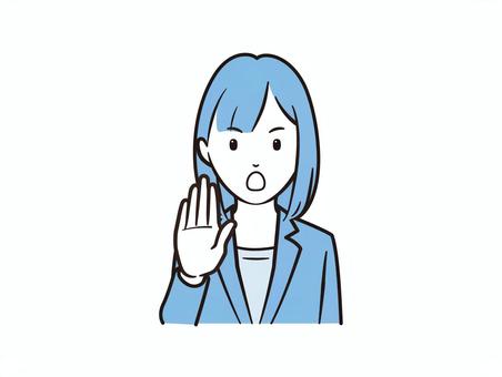 ストップを示すOL女性のイラスト ストップを示すOL女性のイラスト ol,女性,スーツ,ビジネス,ストップ,注意,制止,禁止,警告,手のひらのイラスト素材