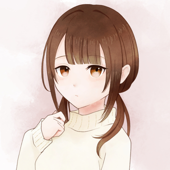 セーターを着た女の子 女の子,女性,セーター,ツインテール,水彩風,冬,長袖,可愛い,正方形,snsアイコンのイラスト素材