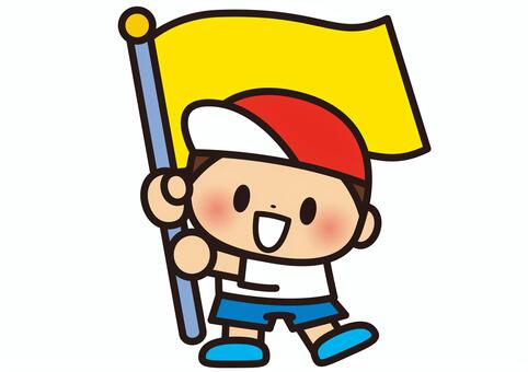 応援  運動会 応援,旗,運動会,体育,体育祭,子供,小学校,幼稚園,保育園,小学生のイラスト素材