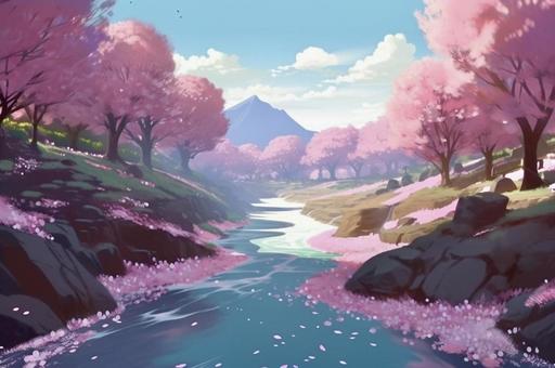 Illustration, cherry blossoms, cherry-blossom viewing, branch, 