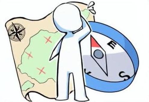 目的地が定まらない人 迷い,方向性,目的地,コンパス,地図,困る,ネガティブ,自己啓発,棒人間,シンプルのイラスト素材
