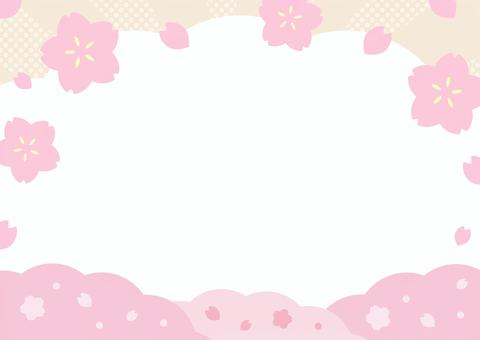 桜の春の背景、卒業・入学・新生活02 春,桜,さくら,入学,卒業,背景,フレーム,花,花びら,枠のイラスト素材