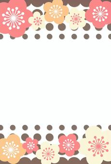 New Year card background material 7c, plum, frame, flower, JPG, PNG and AI