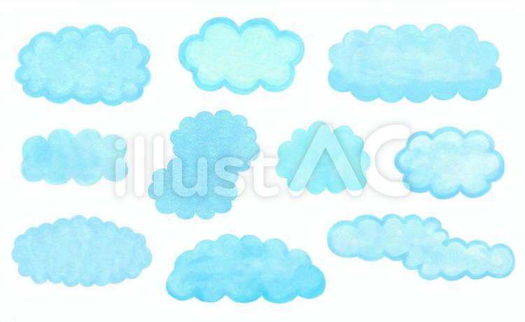 涼しげな雲のフキダシ　 くも,雲,水色のイラスト素材