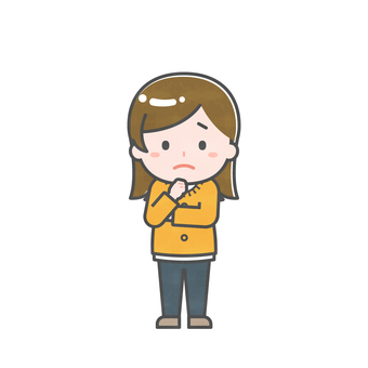 ミニ_単体_私服の女性25 女性,大人,20代,30代,40代,私服,プライベート,全身,正面,苦しいのイラスト素材