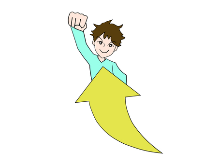 上昇気流に乗る 上昇,上がる,向上,男,男性,アップ,気流,乗る,昇る,良くなるのイラスト素材