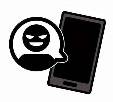 ネットの中の詐欺師（犯罪者） スマホ,携帯,メッセージ,sns,悪口,人物,誹謗,中傷,やりとり,犯罪のイラスト素材