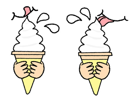 ソフトクリーム ソフトクリーム,アイス,食べ物,舐める,pop調,手描き,挿絵,ワンポイント,素材,商用可のイラスト素材