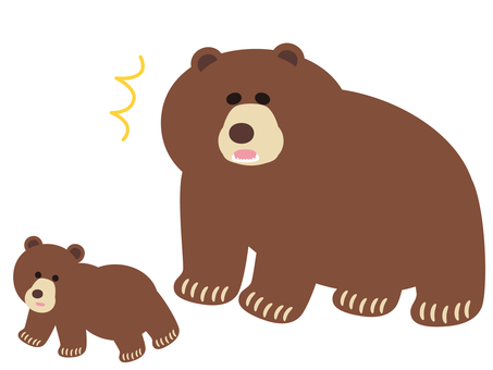 茶色い熊のイラスト素材7 茶色い熊のイラスト素材7 熊,くま,子熊,危険,危機,警戒,恐怖,驚く,ビックリ,野生のイラスト素材