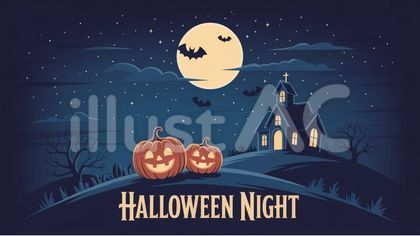 ハロウィン 夜 空背景 イラスト