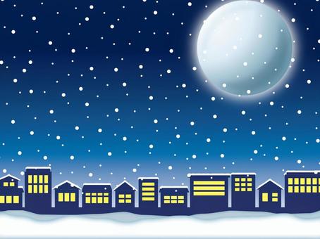 Full moon winter sky night cityscape, , JPG, PNG and AI