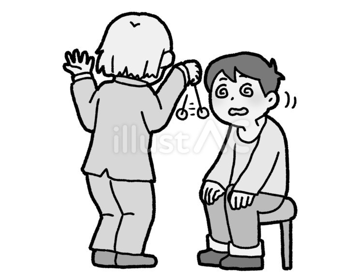 催眠術【グレースケール】 催眠術,催眠術師,洗脳のイラスト素材